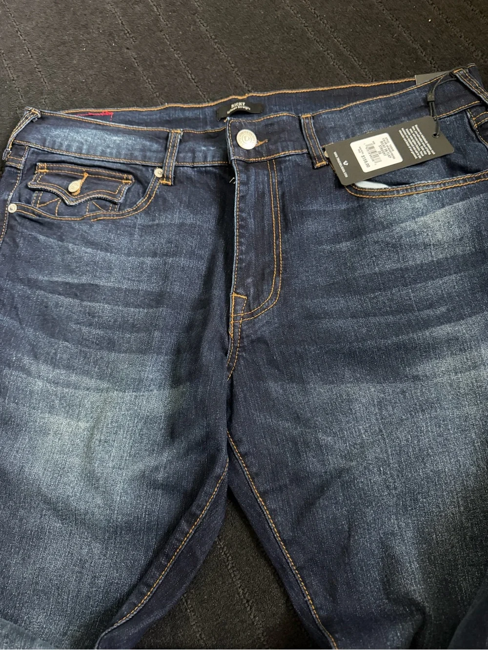 True Religion Men's Dark Indigo Straight Jeans